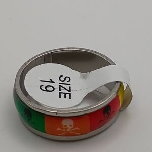 Colorful Skull Stainless Steel Ring Size 9.5 Punk Gothic Rainbow Band